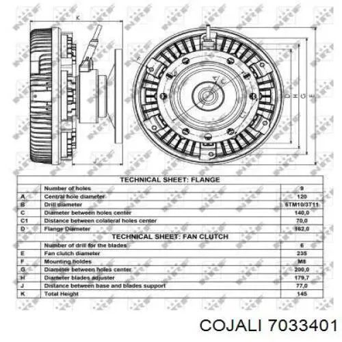 Муфта вентилятора охолодження Cojali 7033401