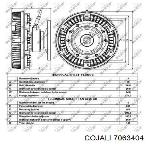 Муфта вентилятора охолодження Cojali 7063404