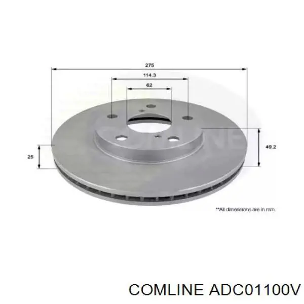 Диск гальмівний передній ADC01100V Comline