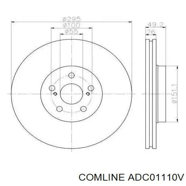 Диск гальмівний передній Comline ADC01110V