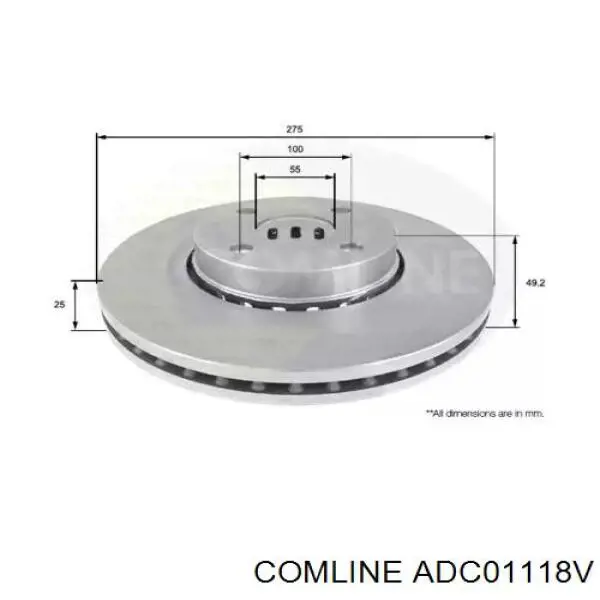 Диск гальмівний передній ADC01118V Comline