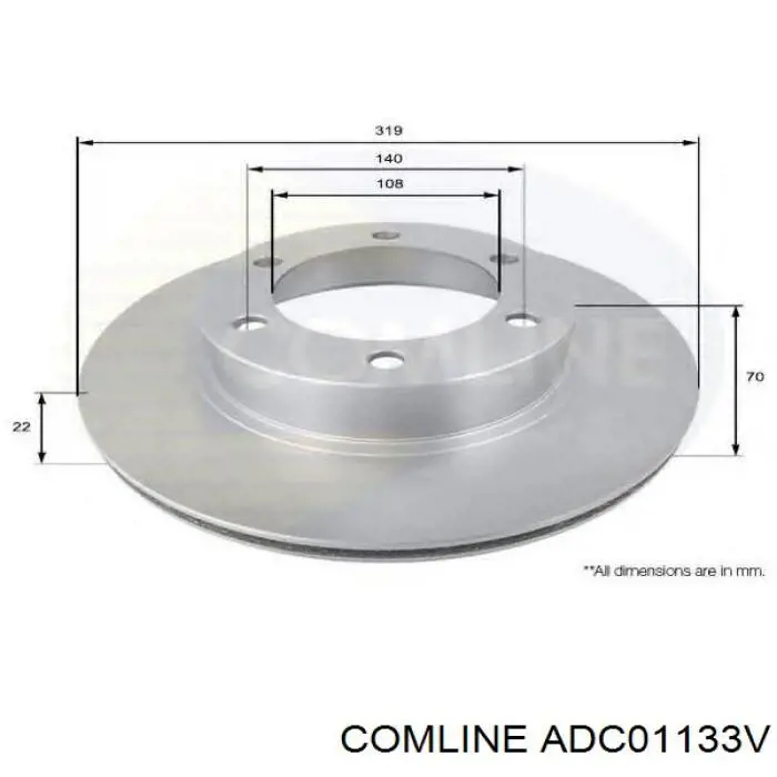 Гальмівні диски передні ADC01133V Comline