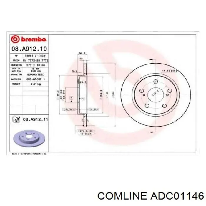 Купити ADC01146 Comline Диск заднього гальма