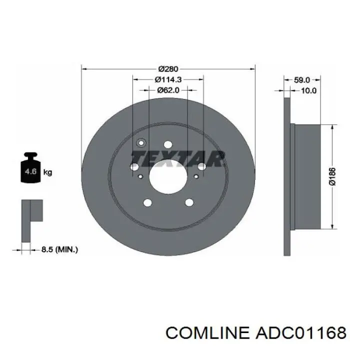 Диск гальмівний задній ADC01168 Comline