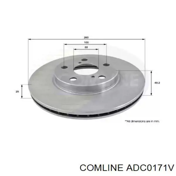 Диск гальмівний передній ADC0171V Comline