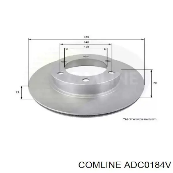 ADC0184V Comline Гальмо дискове переднє