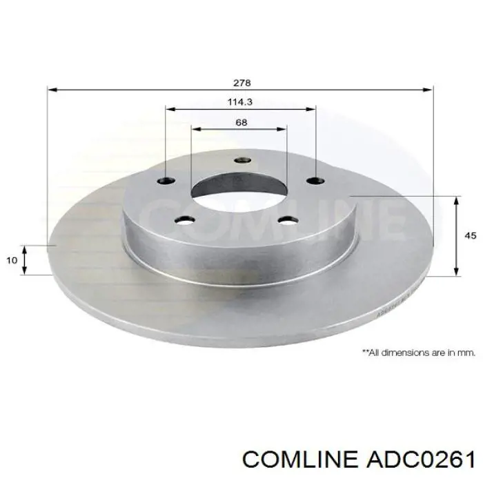 ADC0261 Comline диск гальмівний задній
