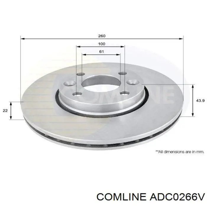 Диск переднього гальма Comline ADC0266V ціна, від 32.25 USD