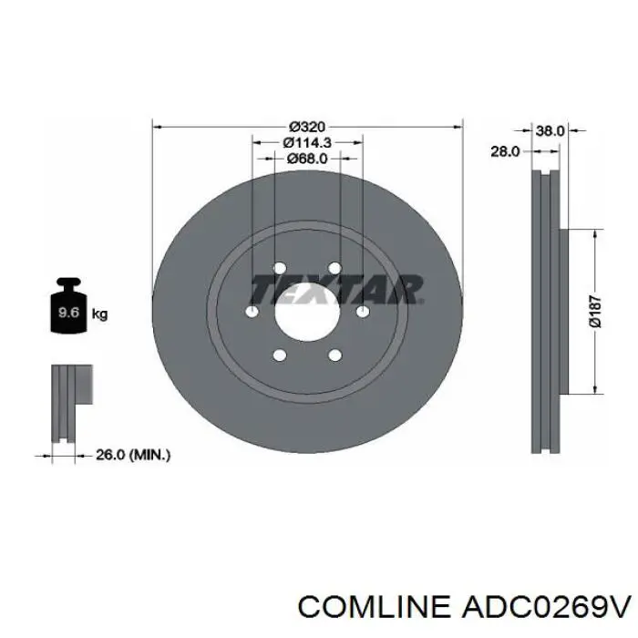 Диск переднього гальма Comline ADC0269V ціна, від 52.33 USD
