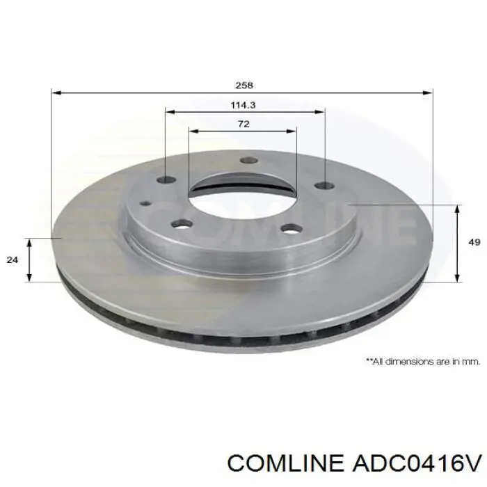 Диск гальмівний передній ADC0416V Comline