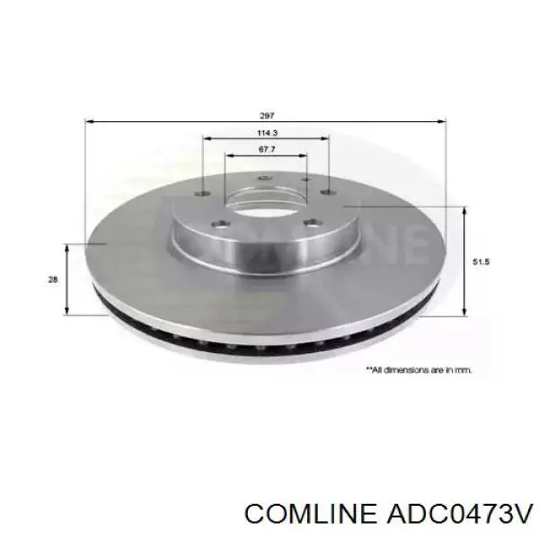 Диск переднього гальма Comline ADC0473V ціна, від 58.36 USD