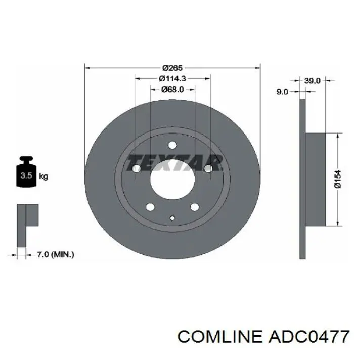 ADC0477 Comline диск гальмівний задній