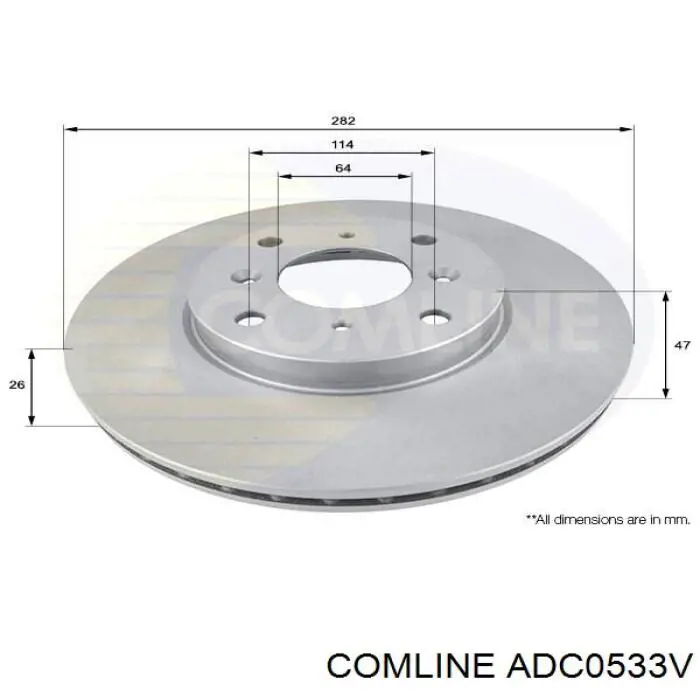 Диск гальмівний передній ADC0533V Comline