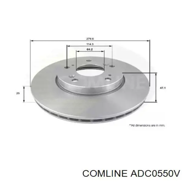 Диск гальмівний передній ADC0550V Comline