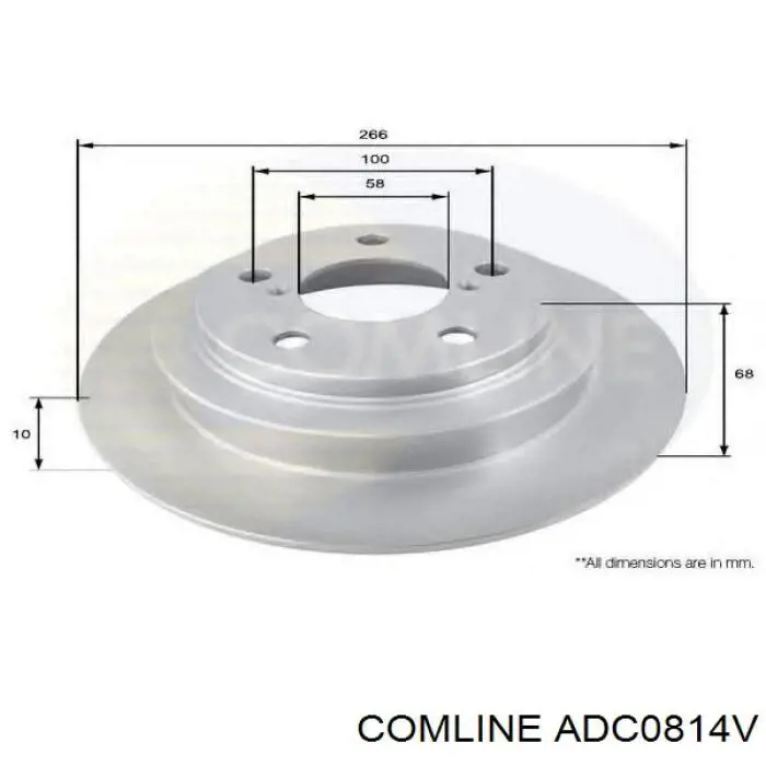 Диск гальмівний передній Comline ADC0814V