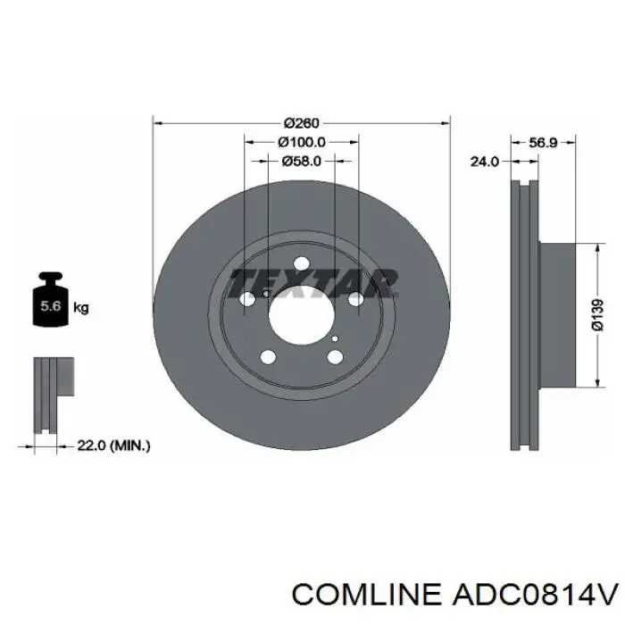 Диск переднього гальма Comline ADC0814V ціна, від 42.97 USD