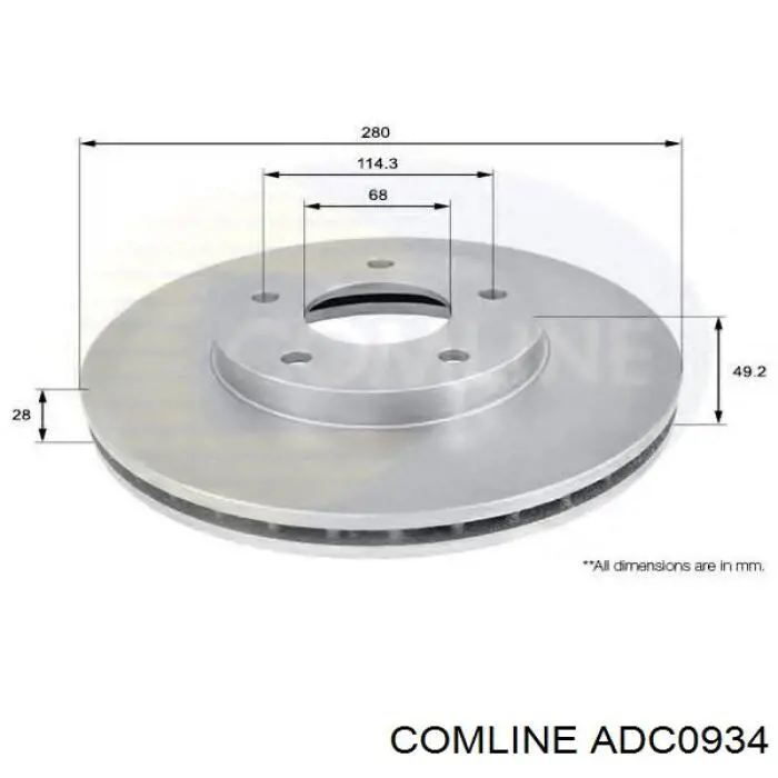 Диск гальмівний задній ADC0934 Comline