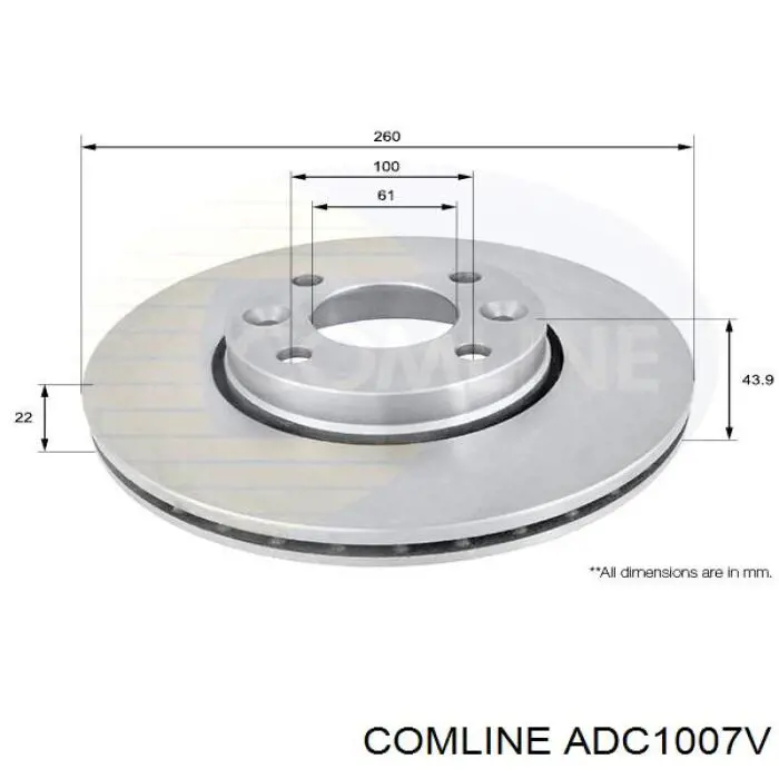 ADC1007V Comline Гальмо дискове переднє
