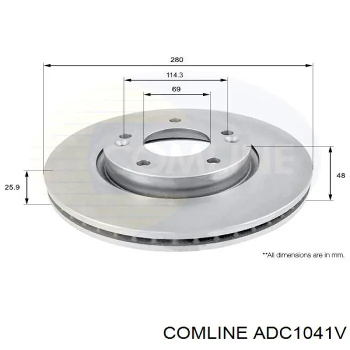 ADC1041V Comline Гальмо дискове переднє