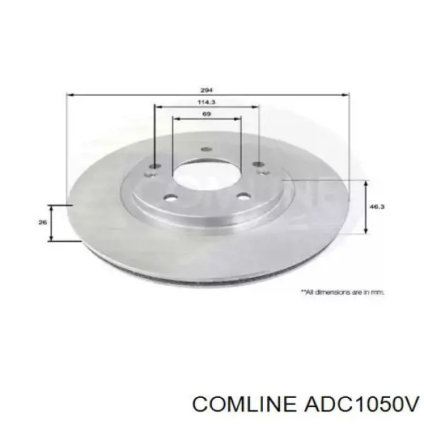 ADC1050V Comline Гальмо дискове переднє