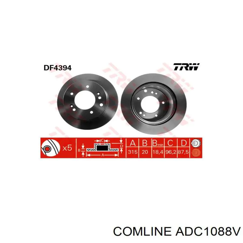 Купити ADC1088V Comline Диск заднього гальма