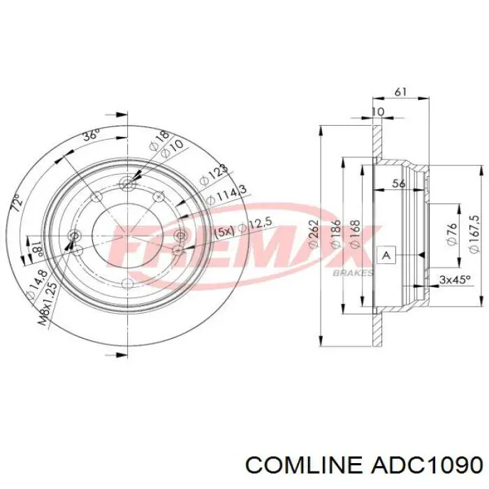 Диск гальмівний задній Comline ADC1090