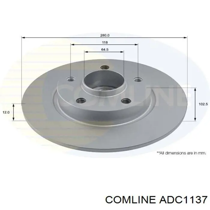 Диск гальмівний задній ADC1137 Comline