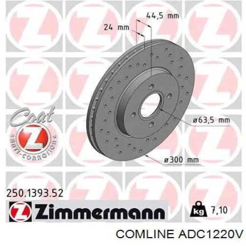 Диск гальмівний передній Comline ADC1220V