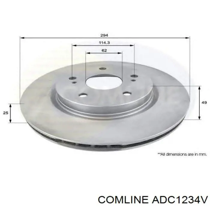 Диск гальмівний передній ADC1234V Comline