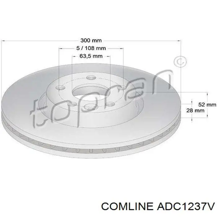 Диск переднього гальма Comline ADC1237V ціна, від 46.76 USD