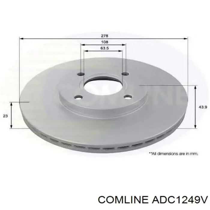 Диск гальмівний передній Comline ADC1249V