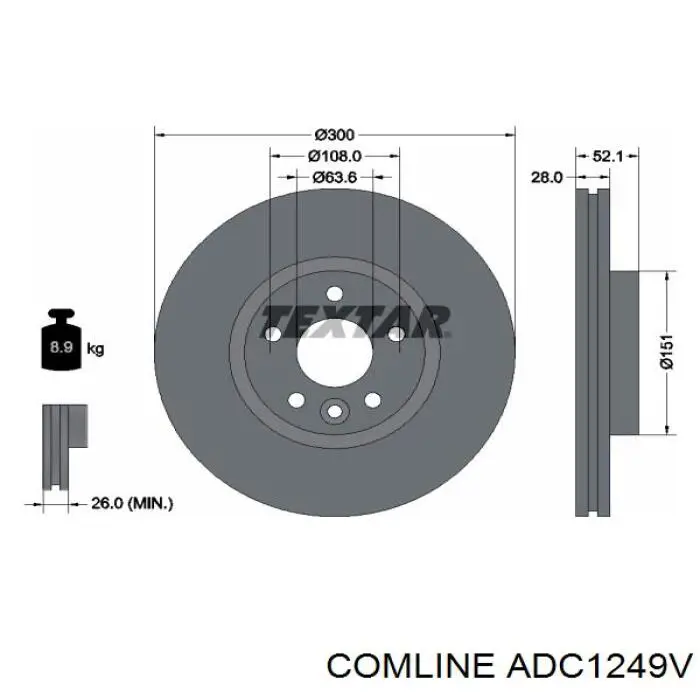 Диск переднього гальма Comline ADC1249V ціна, від 53.47 USD