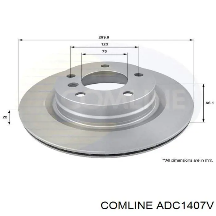 Диск гальмівний передній Comline ADC1407V