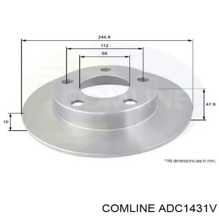 Диск гальмівний передній Comline ADC1431V