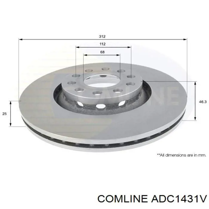 ADC1431V Comline Гальмо дискове переднє