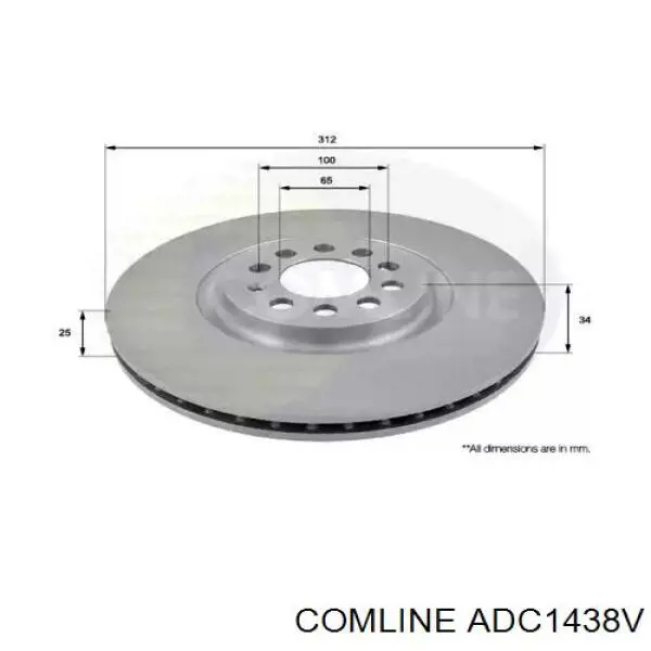 ADC1438V Comline Гальмо дискове переднє