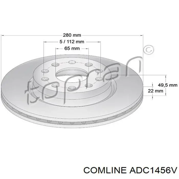 Диск переднього гальма Comline ADC1456V ціна, від 35.12 USD