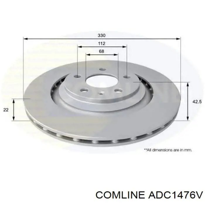 Диск гальмівний передній Comline ADC1476V