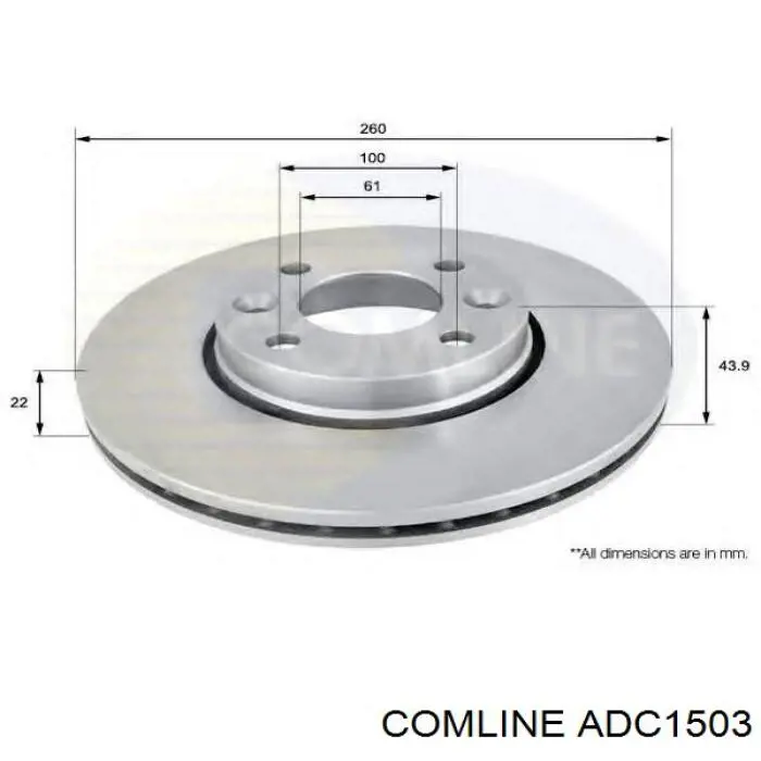 Диск гальмівний передній Comline ADC1503