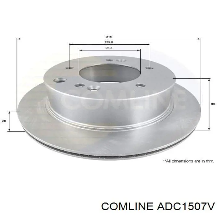 Диск гальмівний передній Comline ADC1507V