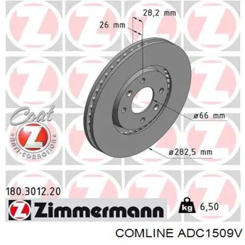 Диск переднього гальма Comline ADC1509V ціна, від 36.61 USD