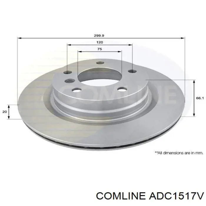 Диск гальмівний передній Comline ADC1517V