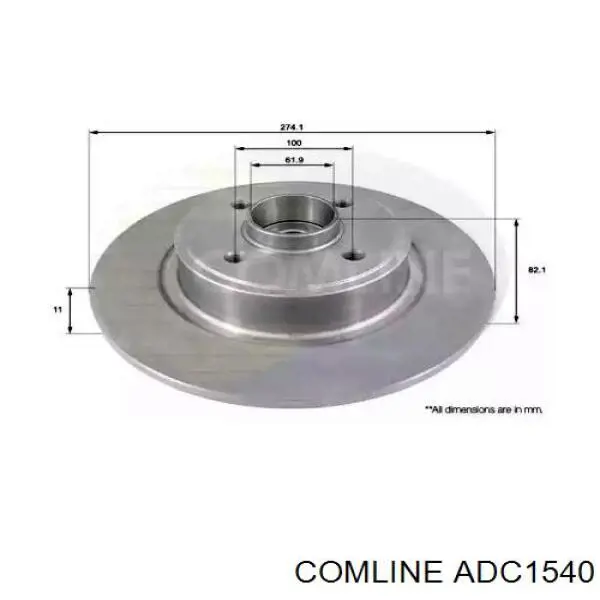 Диск гальмівний задній ADC1540 Comline