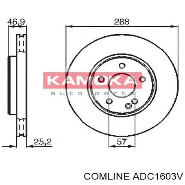Диск гальмівний передній Comline ADC1603V
