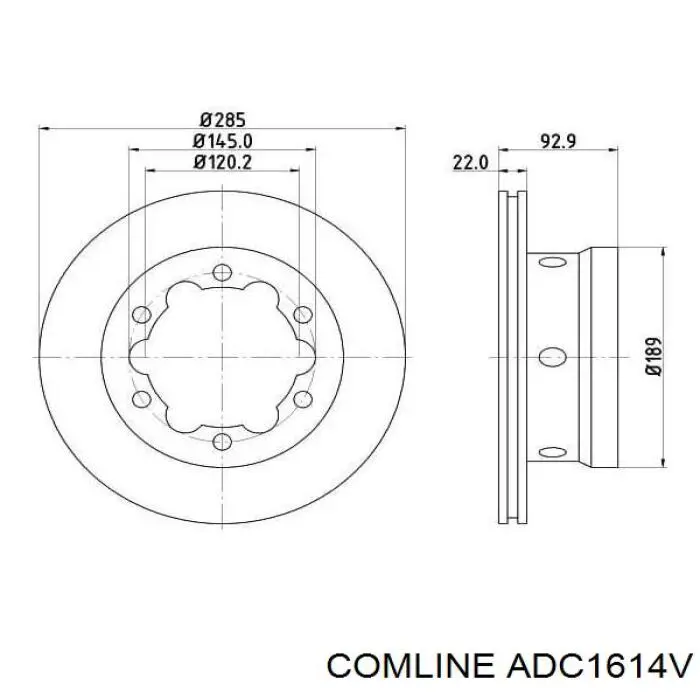 Диск гальмівний задній Comline ADC1614V