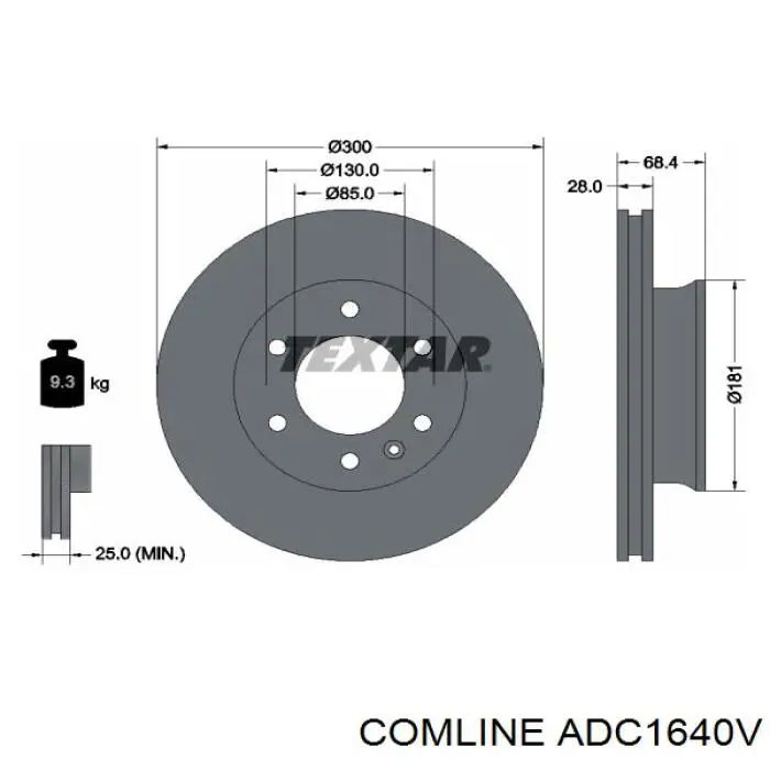 Диск переднього гальма Comline ADC1640V ціна, від 49.02 USD