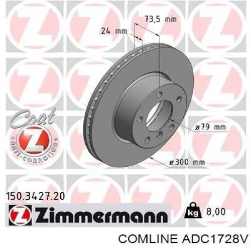 Диск переднього гальма Comline ADC1728V ціна, від 47.44 USD