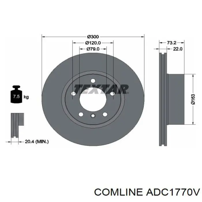 ADC1770V Comline диск гальмівний передній