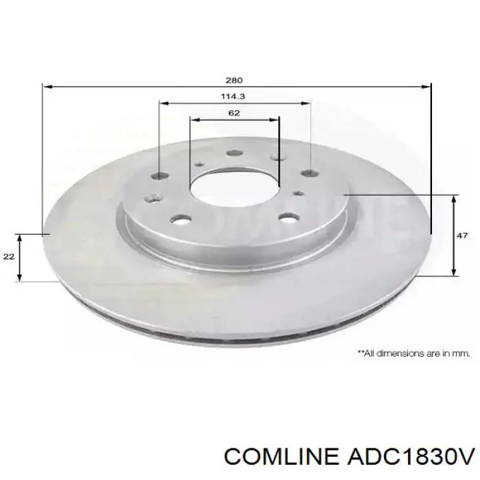 Диск гальмівний передній ADC1830V Comline