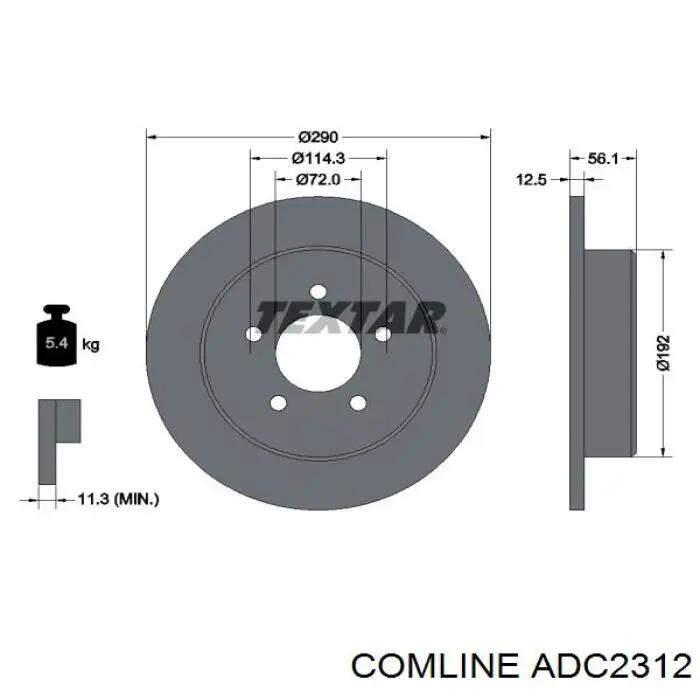 ADC2312 Comline диск гальмівний задній